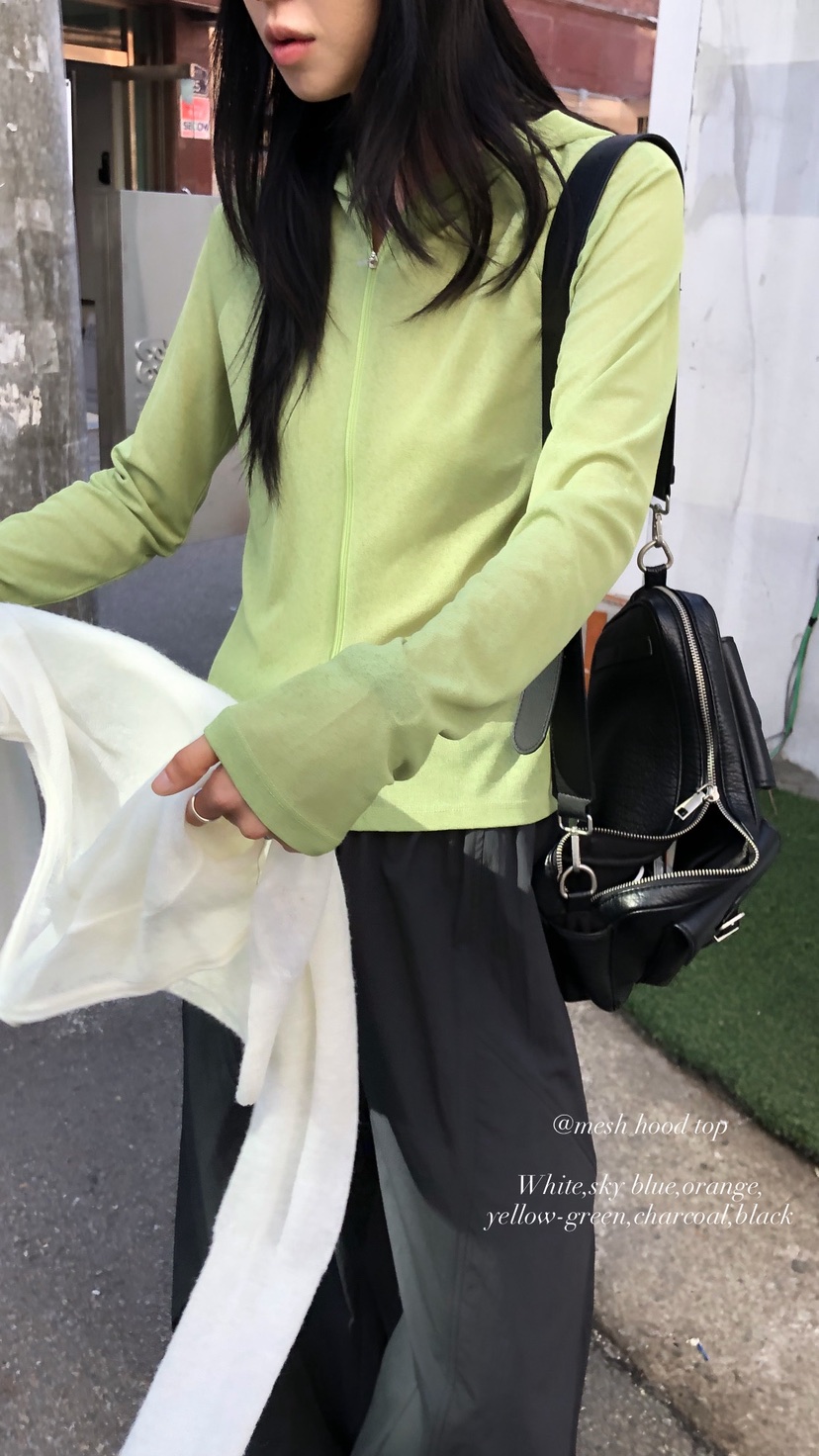 OVER RICH韓國東大門直郵女裝新品熱賣人氣長袖T恤網狀兜帽OVER RICH長袖T恤