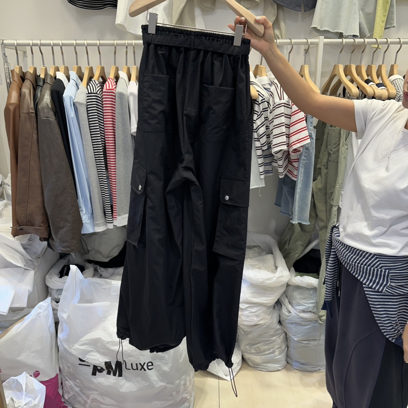 Q C韓國直郵女裝新品職業26春夏休閑褲工裝褲含腰帶鏤空Republlc of qc休閑褲