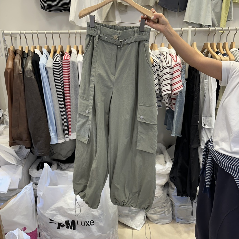 Q C韓國直郵女裝新品職業26春夏休閑褲工裝褲含腰帶鏤空Republlc of qc休閑褲圖色2
