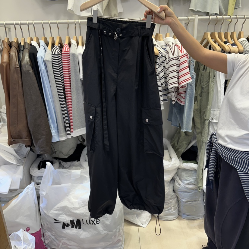 Q C韓國直郵女裝新品職業26春夏休閑褲工裝褲含腰帶鏤空Republlc of qc休閑褲圖色3