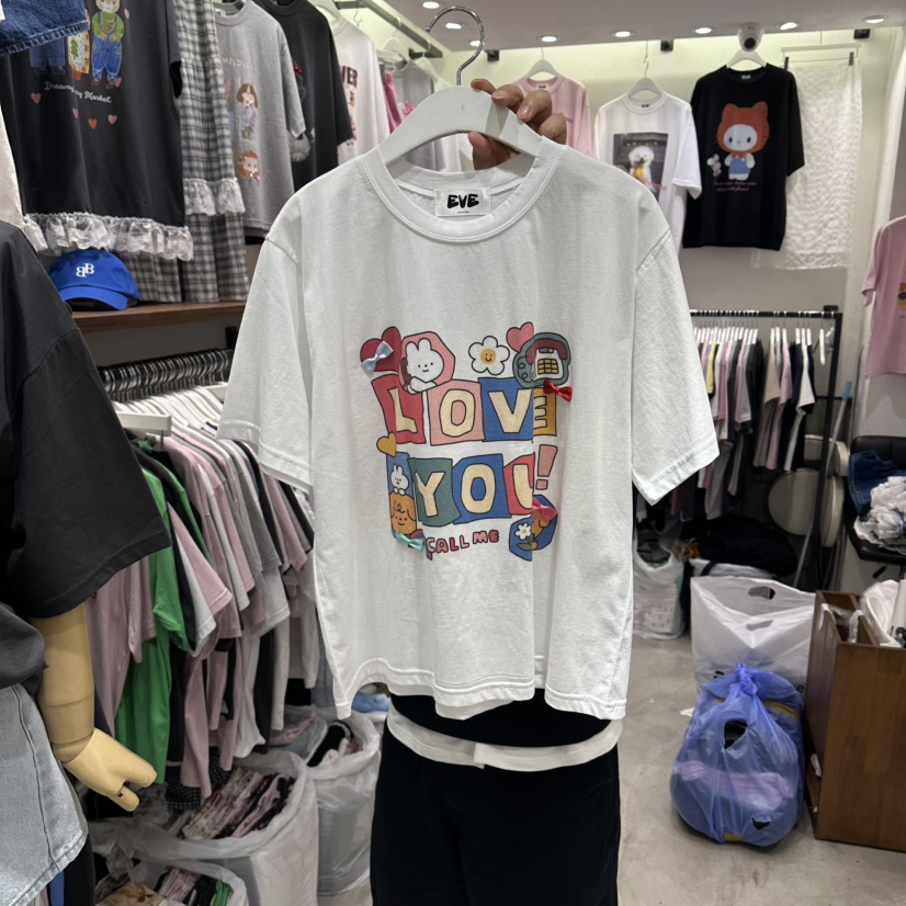 EVE韓國直郵女裝新品休閑職業26夏季26春夏時尚人氣推薦T恤EVET恤圖色1