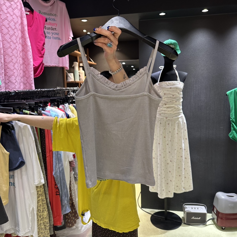 CHAVI東大門實拍韓國女裝新品時尚26春夏人氣休閑吊帶背心CHAVI吊帶/背心
