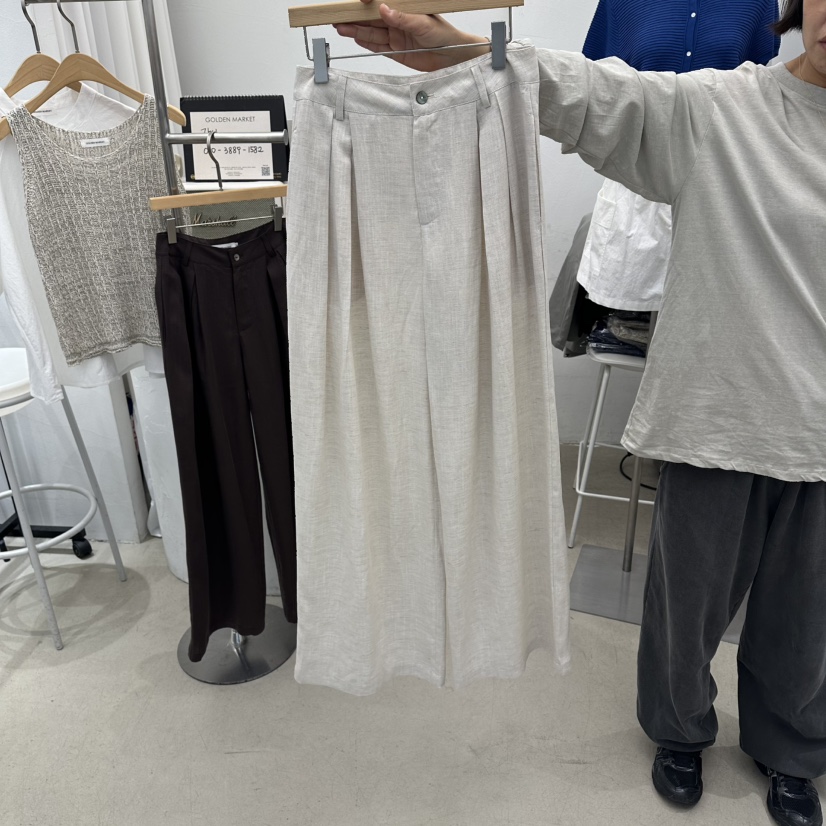 GOLDEN MARKET東大門實拍韓國女裝新品時尚26春夏休閑褲亞麻GOLDEN MARKET休閑褲圖色2