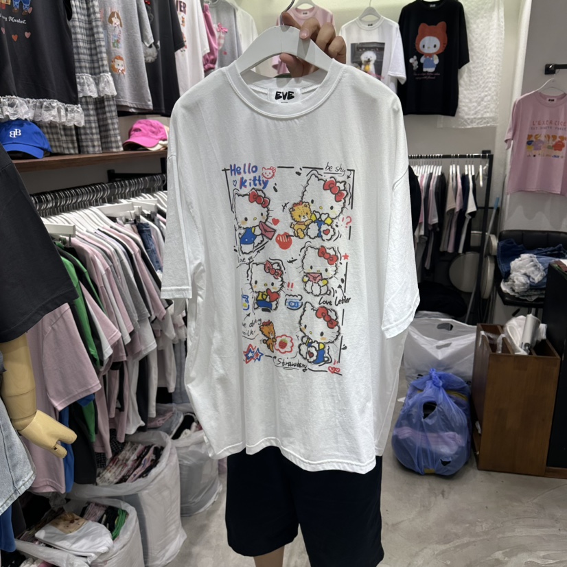 EVE韓國東大門直郵女士新品時尚26夏季人氣推薦休閑熱賣T恤EVET恤圖色1