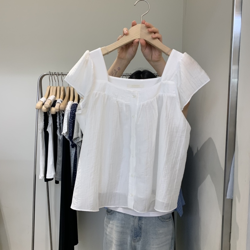 OUTRENE東大門實拍韓國女裝新款26春夏熱賣26夏季襯衫蕾絲衫OUTRENE襯衫/蕾絲衫圖色1