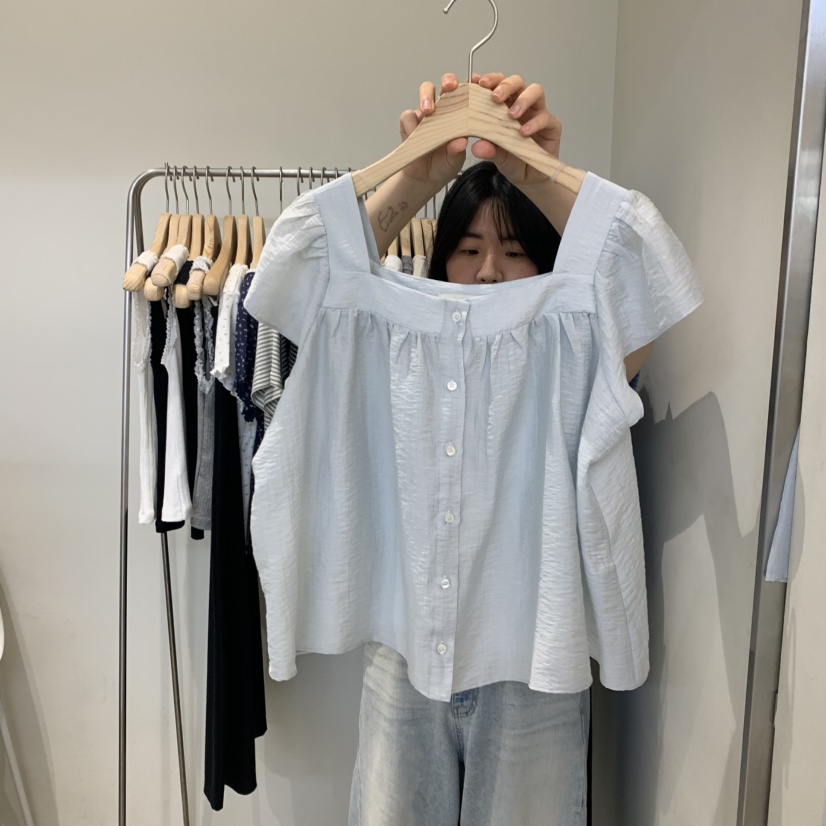 OUTRENE東大門實拍韓國女裝新款26春夏熱賣26夏季襯衫蕾絲衫OUTRENE襯衫/蕾絲衫圖色2
