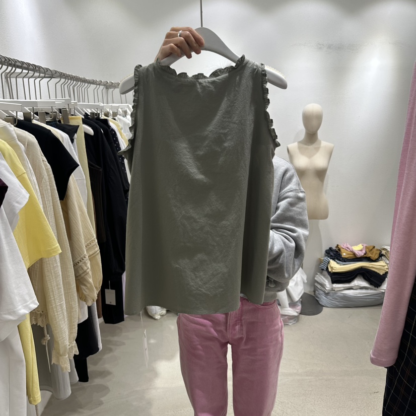 INNI韓國直郵女士新品推薦休閑時尚26夏季吊帶背心荷葉邊inni吊帶/背心