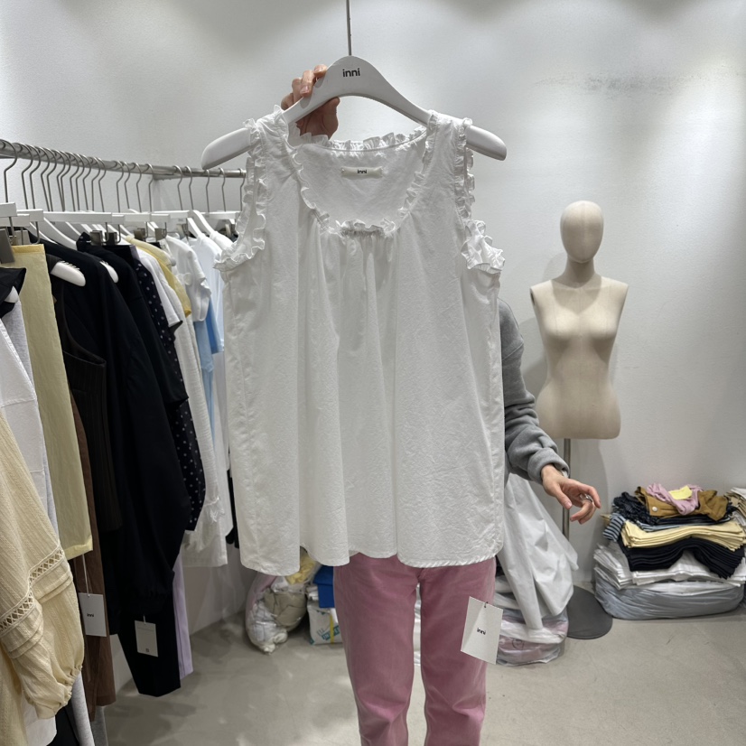 INNI韓國直郵女士新品推薦休閑時尚26夏季吊帶背心荷葉邊inni吊帶/背心圖色1