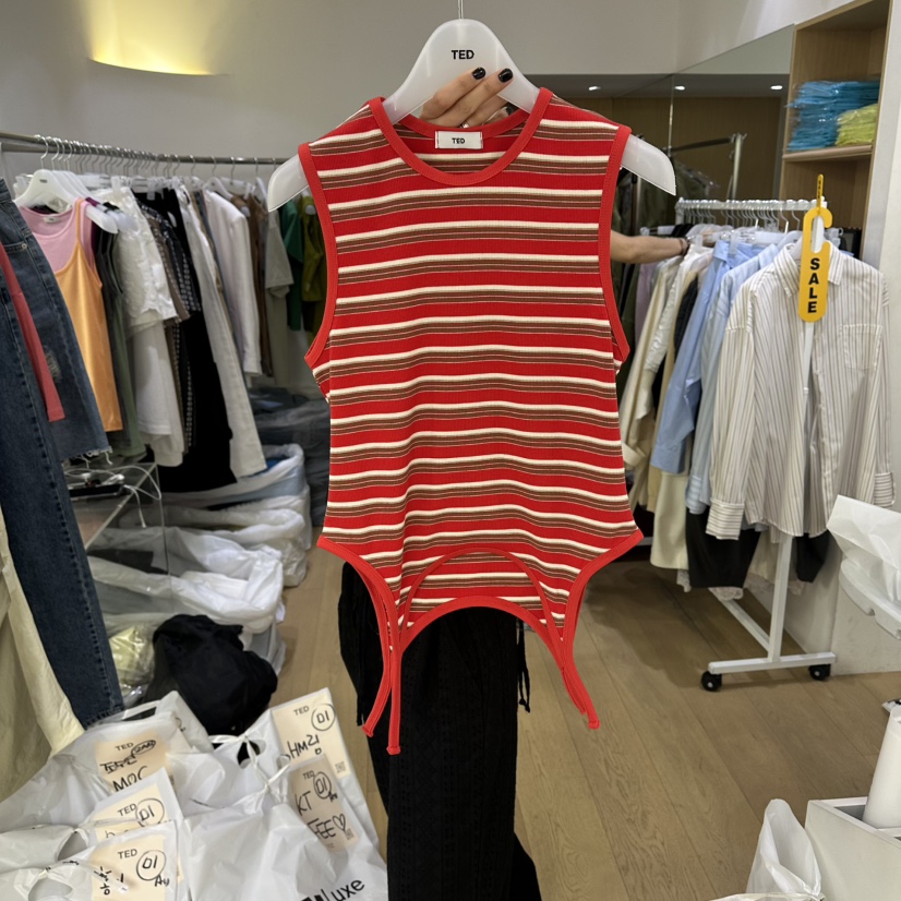 TED東大門實拍韓國女士新品時尚推薦熱賣26夏季吊帶背心條紋TED吊帶/背心圖色2