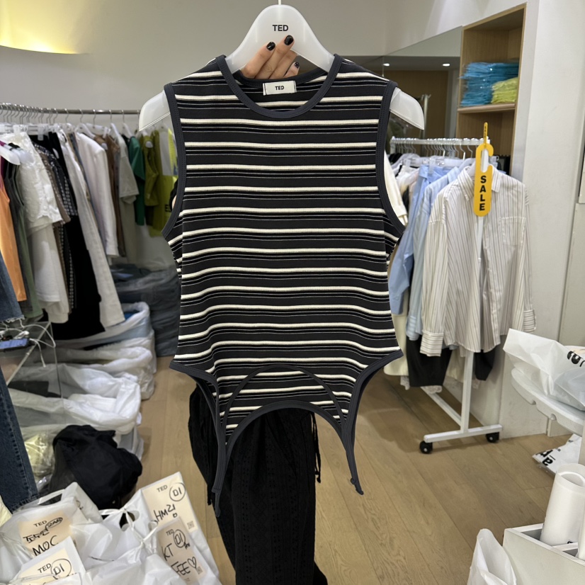 TED東大門實拍韓國女士新品時尚推薦熱賣26夏季吊帶背心條紋TED吊帶/背心圖色3
