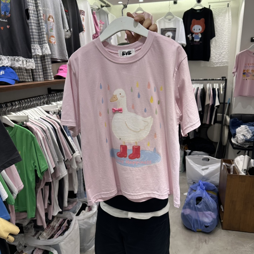 EVE韓國直郵實拍女裝新款人氣26春夏職業推薦時尚休閑T恤EVET恤圖色2