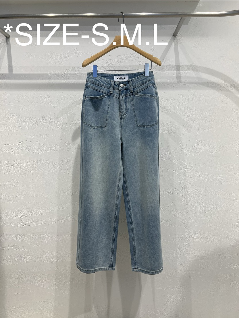 OLA韓國東大門直郵女士新品職業熱賣推薦26夏季牛仔褲口袋mellor/OLA牛仔褲