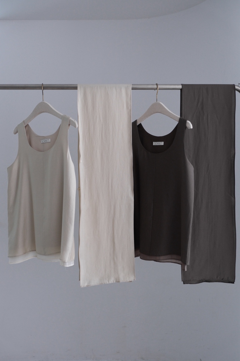 SORBET/FLAT WHITE韓國代購女裝新品休閑人氣套裝套裝圍巾SORBET/FLAT WHITE套裝