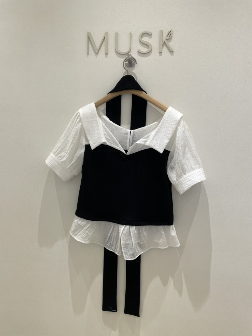 MUSK東大門實拍韓國女裝新品推薦26春夏襯衫蕾絲衫含圍巾MUSK襯衫/蕾絲衫圖色1