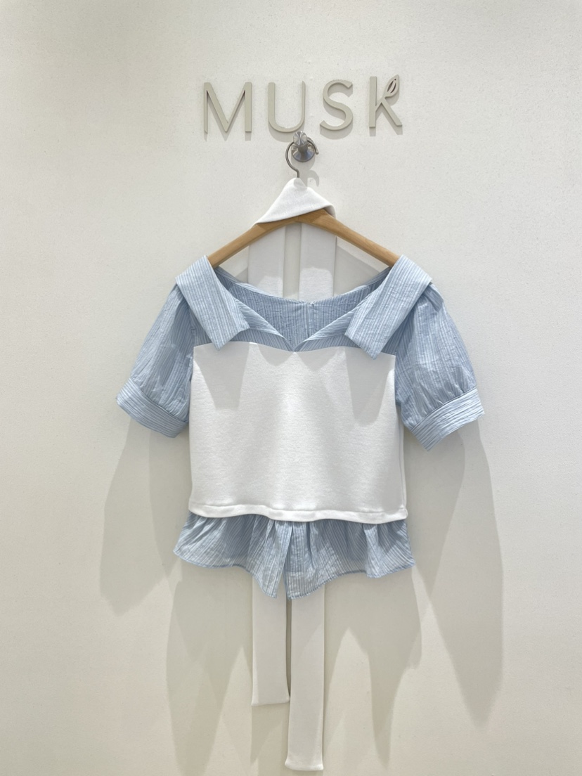 MUSK東大門實拍韓國女裝新品推薦26春夏襯衫蕾絲衫含圍巾MUSK襯衫/蕾絲衫圖色2