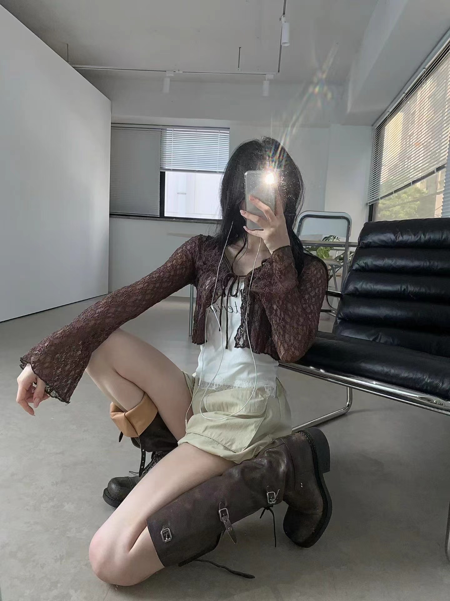 BLACK LINE東大門實拍韓國女士新款26春夏襯衫蕾絲衫不含內搭柔軟蕾絲BLACK LINE襯衫/蕾絲衫