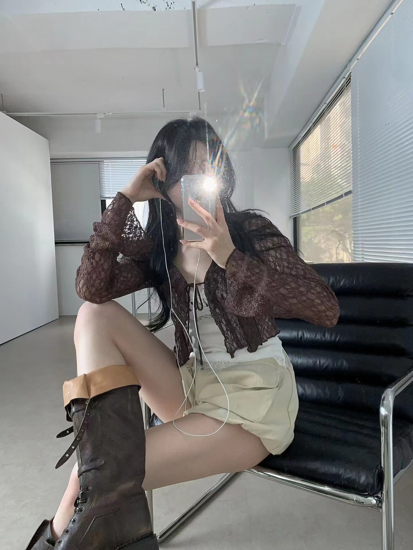 BLACK LINE東大門實拍韓國女士新款26春夏襯衫蕾絲衫不含內搭柔軟蕾絲BLACK LINE襯衫/蕾絲衫