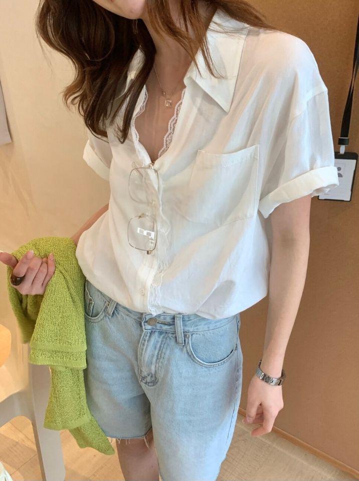 STAY HERE韓國代購女裝新品休閑26春夏時尚26夏季襯衫蕾絲衫STAY HERE襯衫/蕾絲衫圖色1