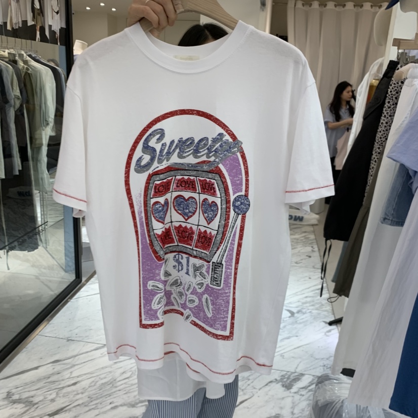 SPAGHETTI韓國直郵實拍女士新款推薦26夏季人氣熱賣職業T恤spaghettiT恤圖色2