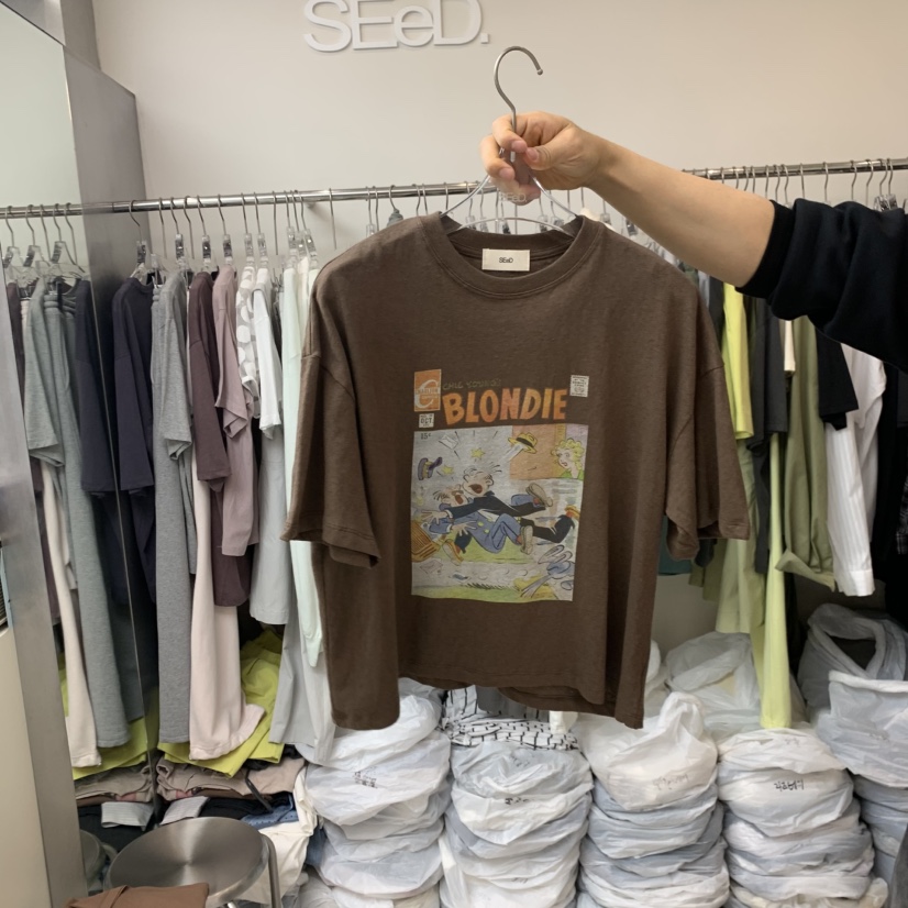 LEESEED-A韓國直郵實拍女士新款職業推薦26夏季26春夏T恤SEeD/LEESEEDT恤圖色3