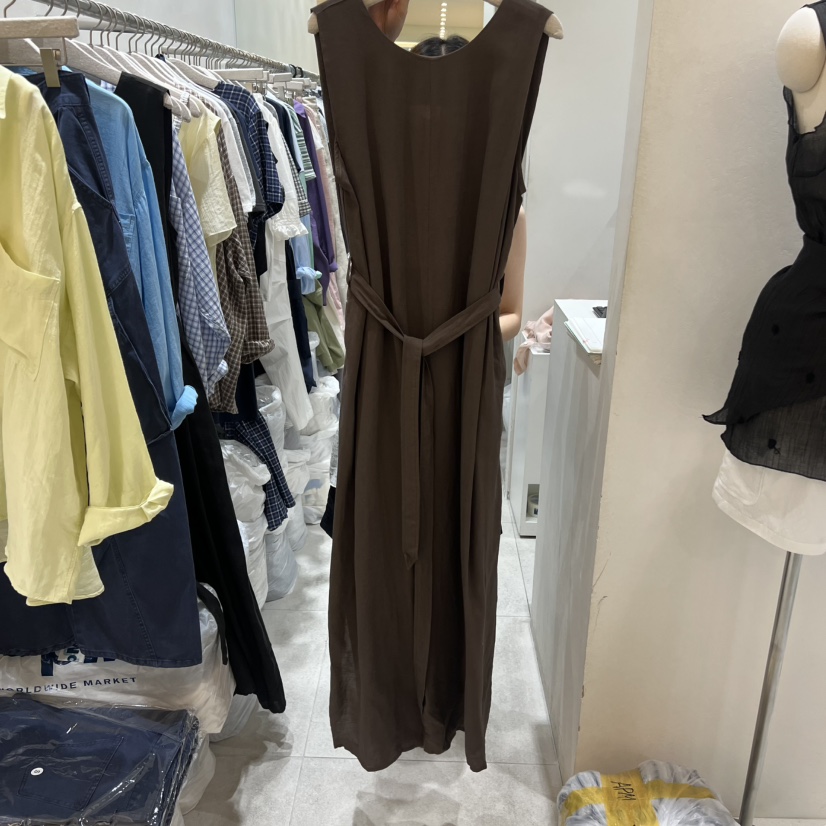 ASOME韓國直郵女裝新品熱賣職業26春夏連體褲含腰繩亞麻布A.SOME連體褲圖色1