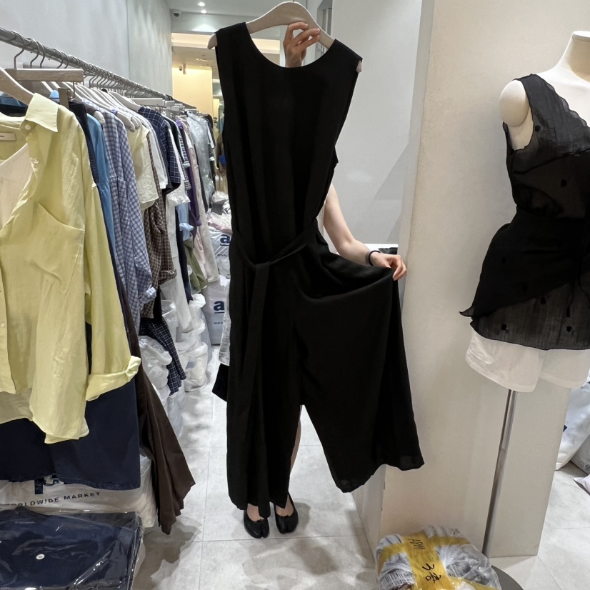 ASOME韓國直郵女裝新品熱賣職業26春夏連體褲含腰繩亞麻布A.SOME連體褲圖色2