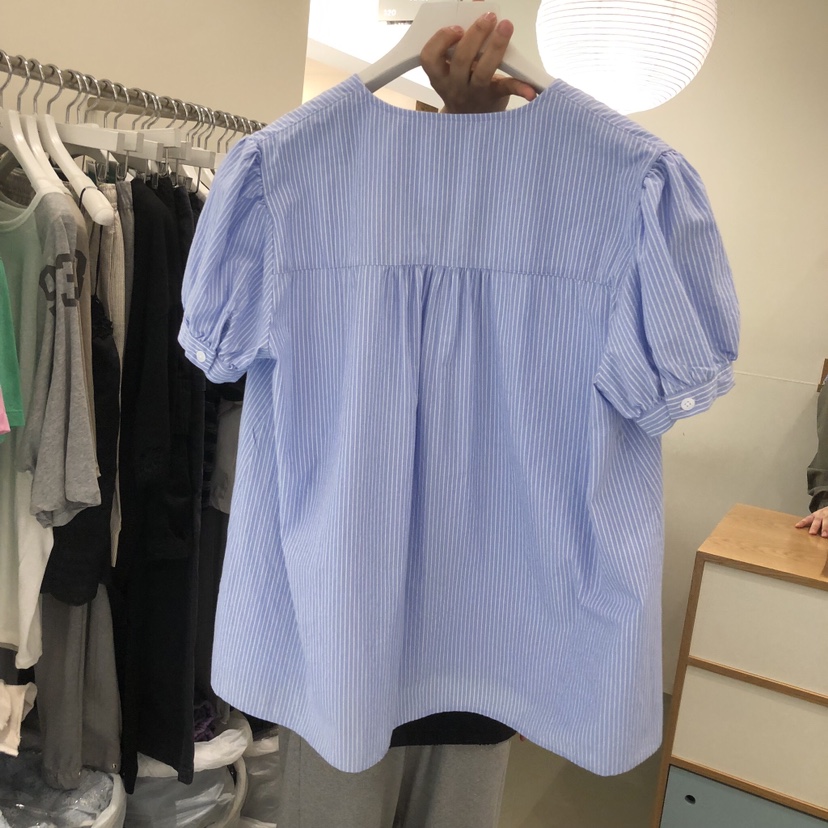 ARE韓國直郵實拍女士新品推薦時尚26春夏職業襯衫蕾絲衫條紋ARE YOU/ARE襯衫/蕾絲衫