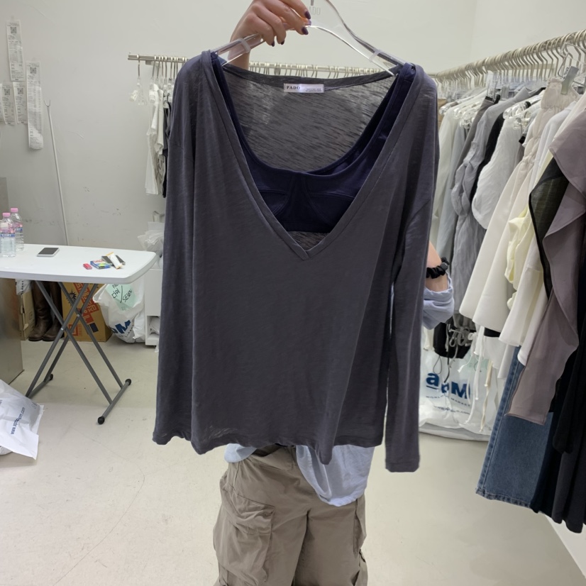 PADO韓國東大門代購女裝新款職業長袖T恤不含內搭寬松長款PADO長袖T恤圖色3