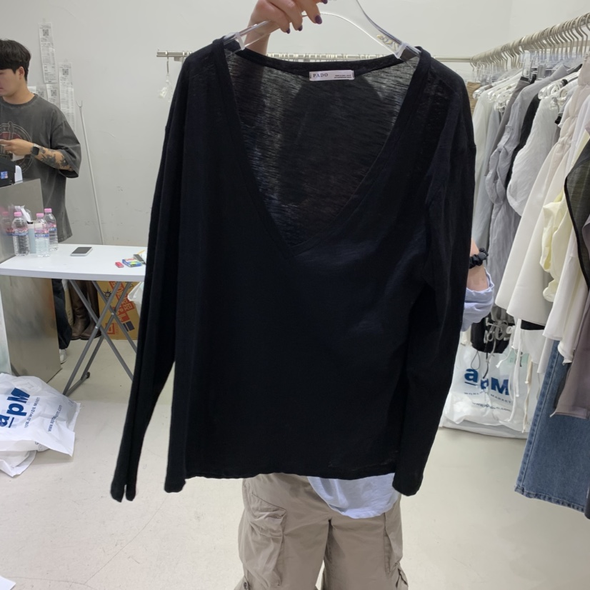 PADO韓國東大門代購女裝新款職業長袖T恤不含內搭寬松長款PADO長袖T恤圖色4