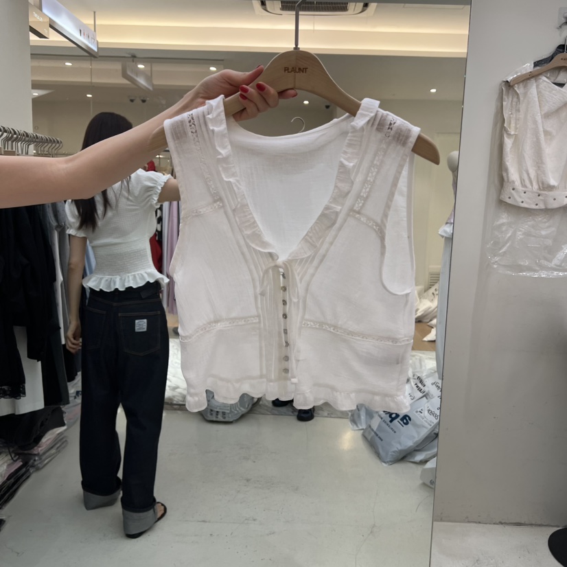 FLAUNT韓國東大門直郵女士新品時尚推薦休閑26春夏馬甲褶皺FLAUNT馬甲圖色2
