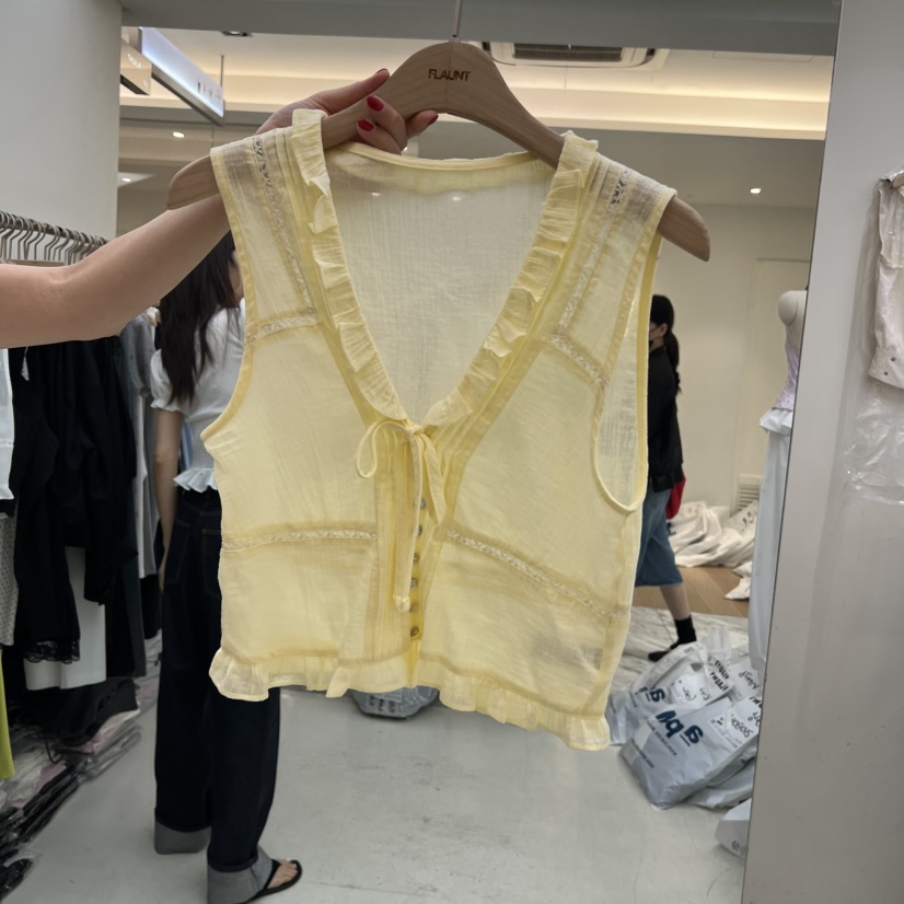 FLAUNT韓國東大門直郵女士新品時尚推薦休閑26春夏馬甲褶皺FLAUNT馬甲圖色3