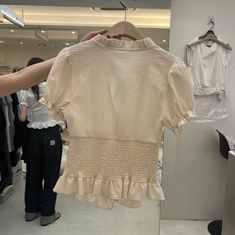 FLAUNT韓國直郵女士新品26春夏熱賣26夏季襯衫蕾絲衫格子FLAUNT襯衫/蕾絲衫