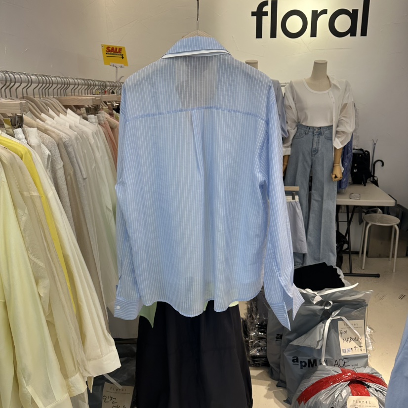 FLORAL韓國代購女士新品職業推薦休閑時尚襯衫蕾絲衫假兩件FLORAL襯衫/蕾絲衫