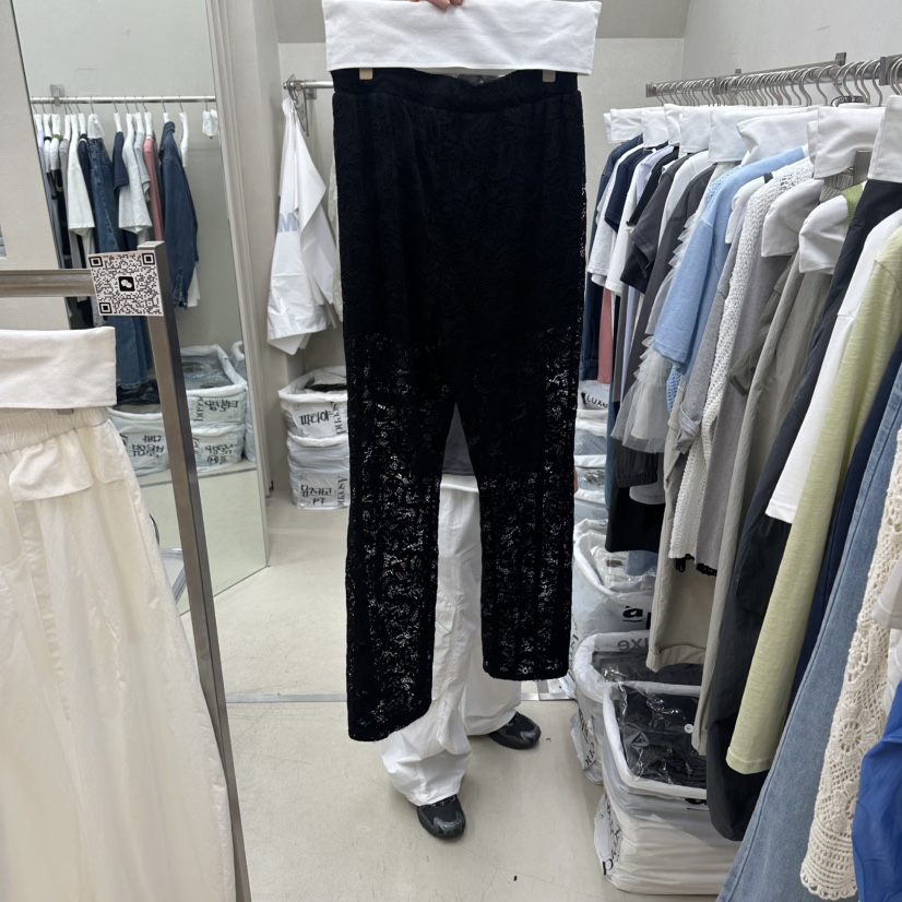 ASCEND韓國東大門代購女士新款26夏季26春夏休閑褲喇叭褲蕾絲ASCEND休閑褲