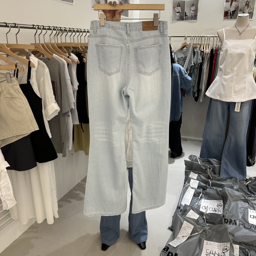 BAGUETTE-P韓國代購女裝新品26夏季牛仔褲不含腰帶喇叭褲BAGUETTE-P牛仔褲