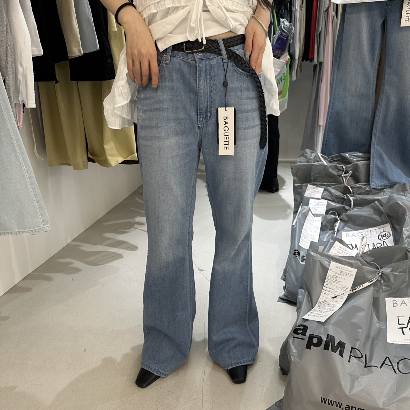 BAGUETTE-P韓國代購女裝新品26夏季牛仔褲不含腰帶喇叭褲BAGUETTE-P牛仔褲圖色2深色