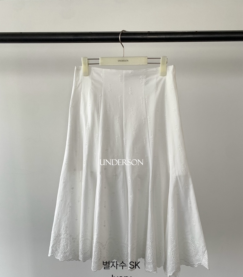 UNDERSON韓國代購女裝新品熱賣26夏季休閑半身裙中短裙刺繡UNDERSON半身裙/中短裙圖色1