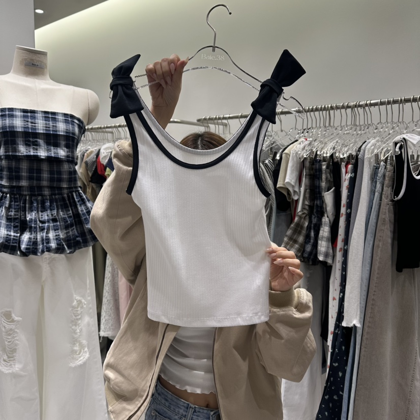 BAIE.38韓國代購女裝新款職業熱賣休閑吊帶背心無袖緞帶BAIE.38吊帶/背心圖色1