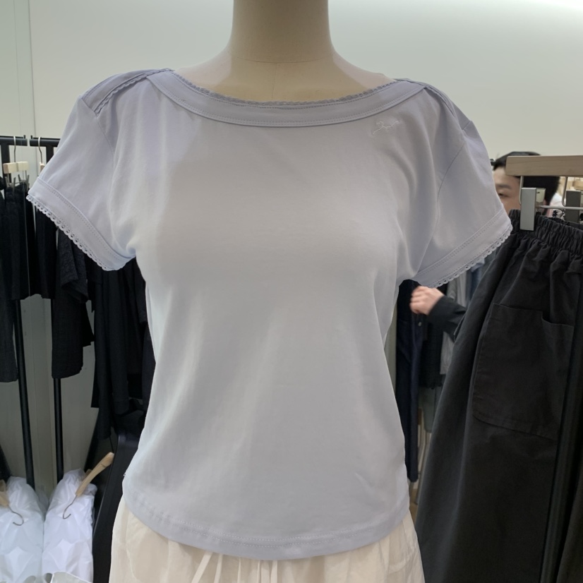 SPAGHETTI韓國東大門代購女裝新品推薦職業26春夏T恤船領spaghettiT恤圖色2
