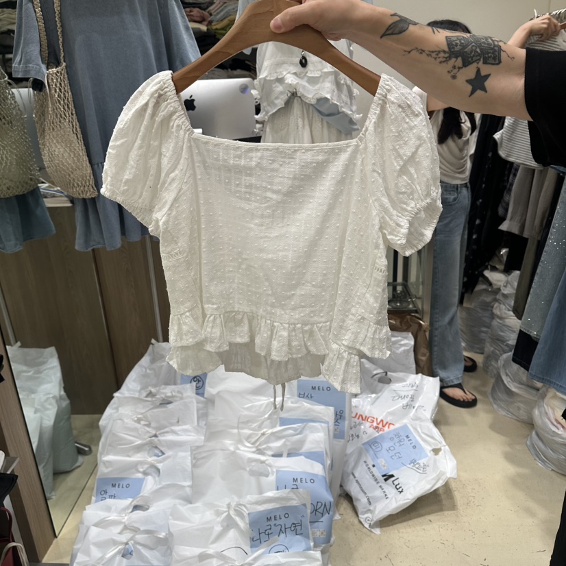 MELO韓國直郵女裝新品休閑時尚人氣26春夏熱賣襯衫蕾絲衫MELO襯衫/蕾絲衫