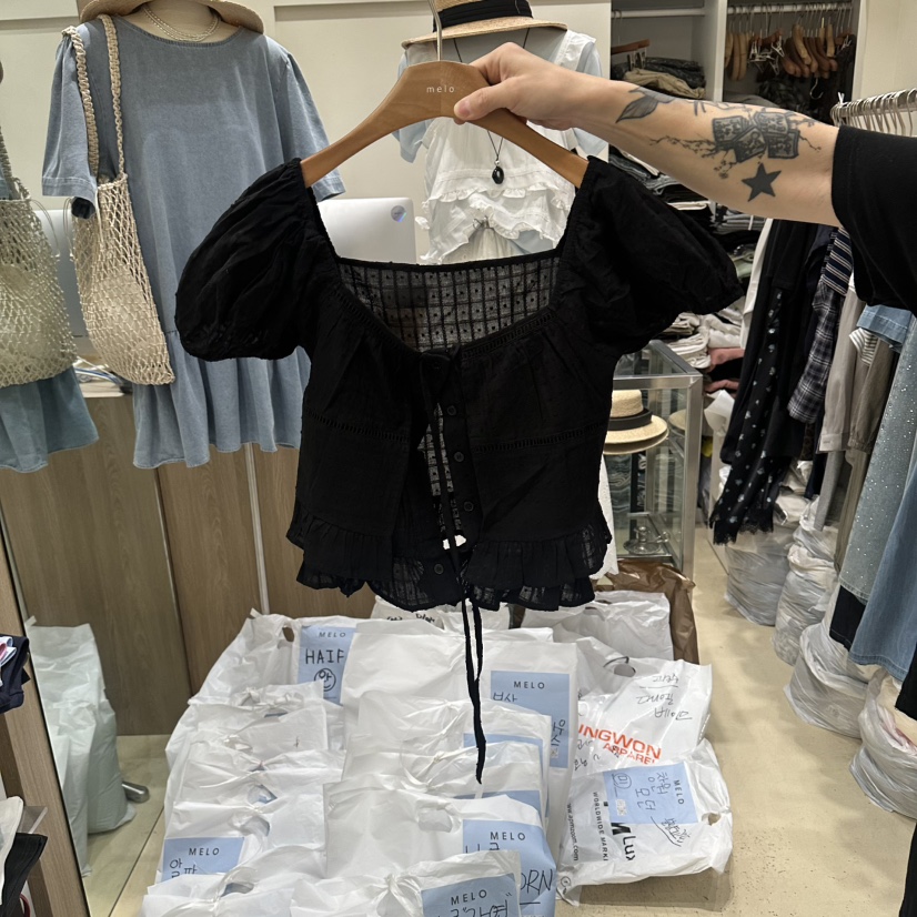 MELO韓國直郵女裝新品休閑時尚人氣26春夏熱賣襯衫蕾絲衫MELO襯衫/蕾絲衫圖色2