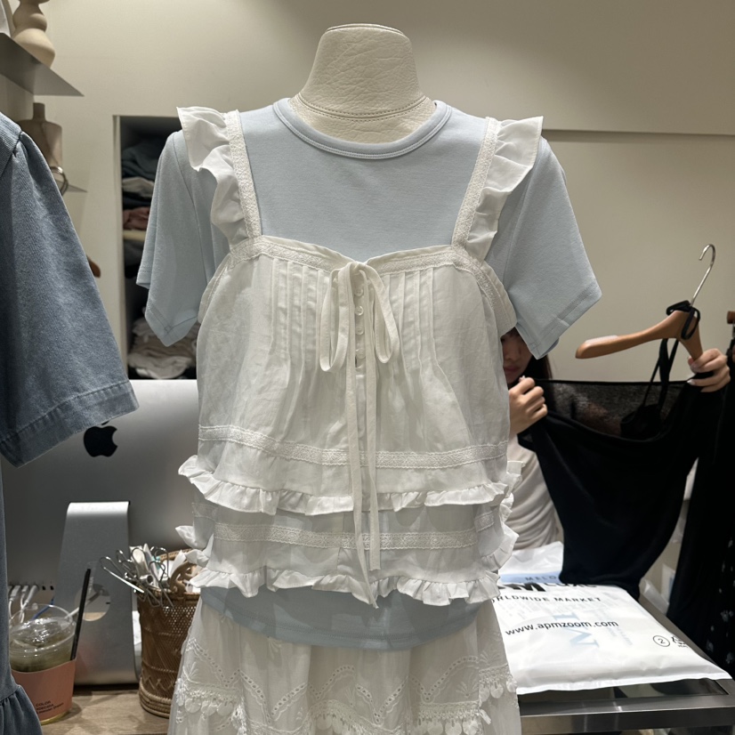 MELO韓國直郵女士新品推薦熱賣人氣吊帶背心不含內搭絲帶MELO吊帶/背心圖色1