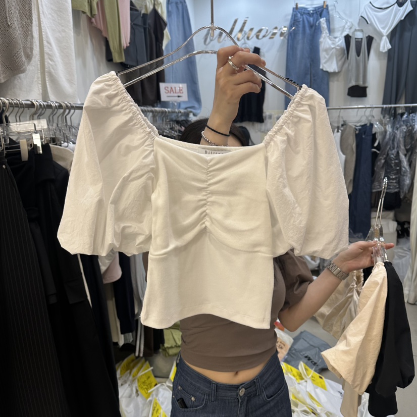 BILLION-L韓國東大門直郵女士新品26夏季熱賣時尚T恤褶皺BILLION-LT恤圖色2