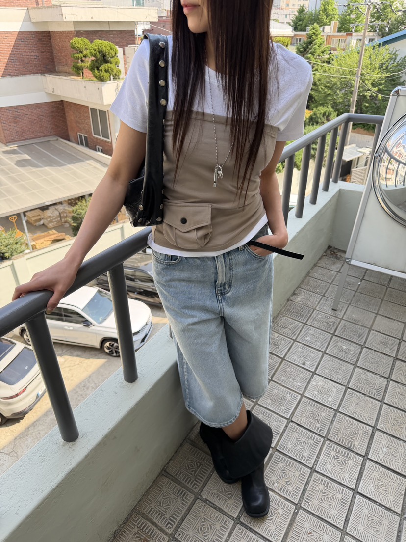 ACME韓國東大門代購女士新款熱賣時尚推薦休閑吊帶背心口袋ACME吊帶/背心
