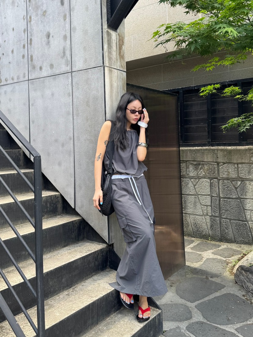 LIMLIMLIM韓國東大門代購女裝新品推薦26夏季時尚長裙撞色LIM LIM LIM長裙