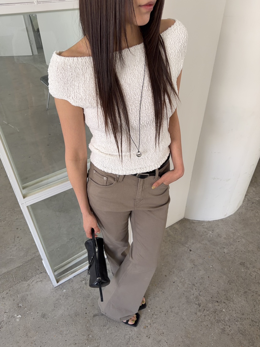 ACME韓國直郵實拍女士新品休閑26春夏人氣26夏季針織衫露肩ACME針織衫