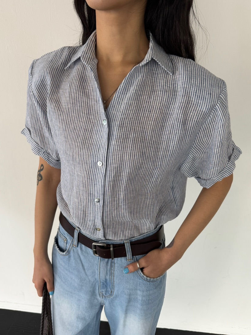 LIMLIMLIM東大門實拍韓國女士新品26夏季休閑襯衫蕾絲衫亞麻LIM LIM LIM襯衫/蕾絲衫
