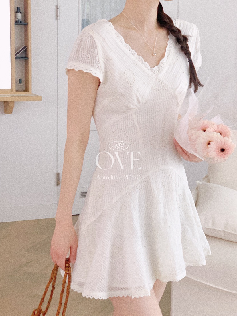 OVE韓國直郵女士新品人氣26春夏時尚推薦職業休閑連衣裙刺繡OVE連衣裙