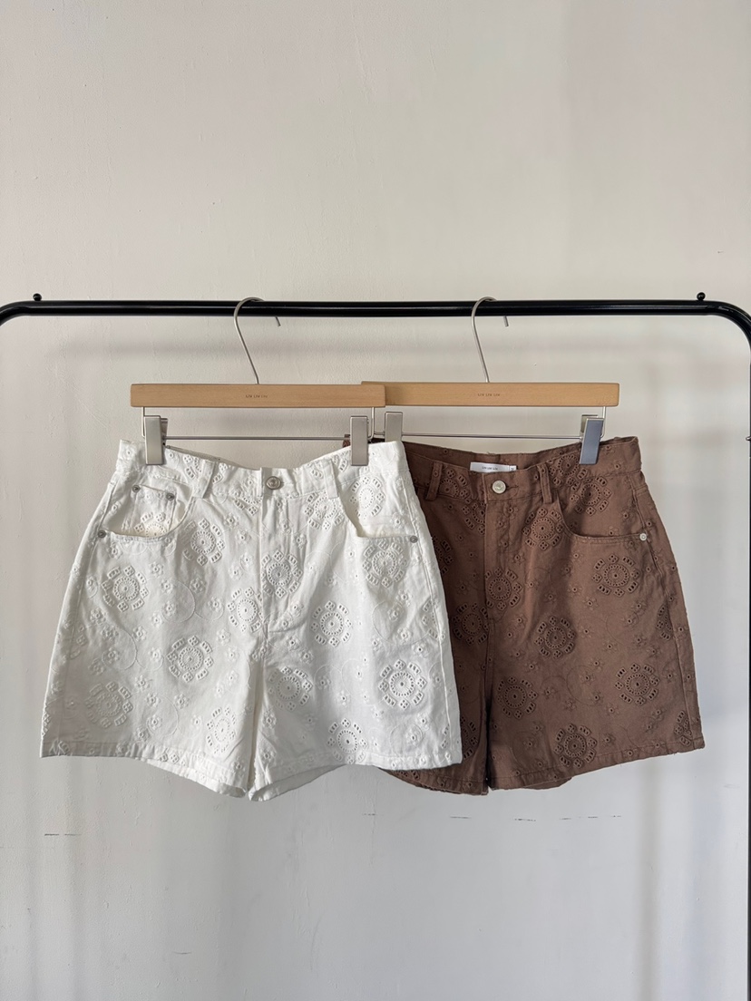 LIMLIMLIM韓國東大門代購女士新品26春夏短褲不含腰帶刺繡LIM LIM LIM短褲
