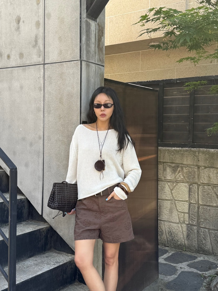 LIMLIMLIM韓國東大門代購女士新品26春夏短褲不含腰帶刺繡LIM LIM LIM短褲